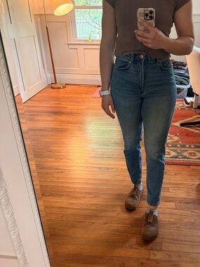 stradivarius Medium Blue High-Rise Slim Jeans